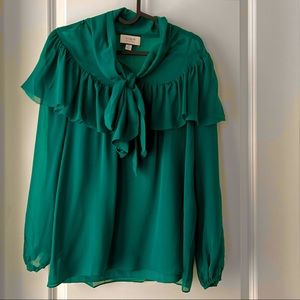 J crew, new without tag Emerald Green Blouse Sz Xs